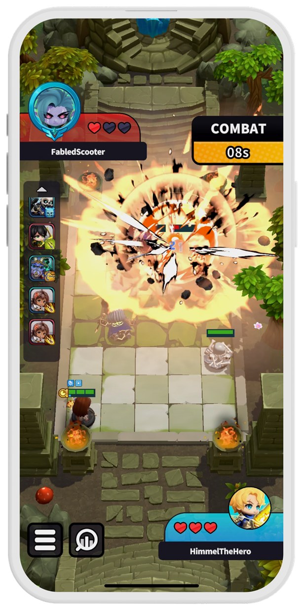 Tiny Tactics GO! combat on a phone